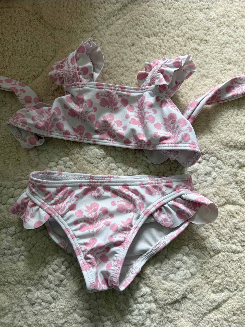 Minnow Pink Floral Ruffled Bikini Bottoms Size 1